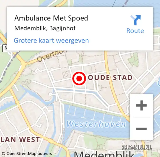 Locatie op kaart van de 112 melding: Ambulance Met Spoed Naar Medemblik, Bagijnhof op 3 juli 2023 13:23