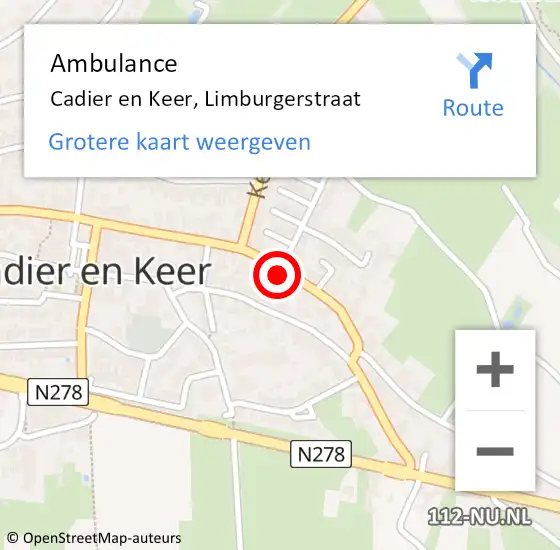 Locatie op kaart van de 112 melding: Ambulance Cadier en Keer, Limburgerstraat op 31 augustus 2014 10:01