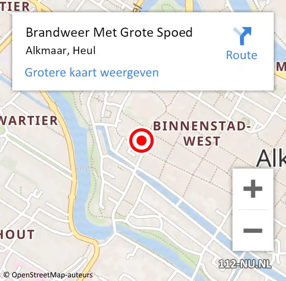 Locatie op kaart van de 112 melding: Brandweer Met Grote Spoed Naar Alkmaar, Heul op 3 juli 2023 13:51