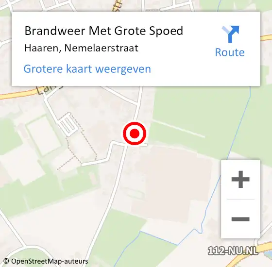 Locatie op kaart van de 112 melding: Brandweer Met Grote Spoed Naar Haaren, Nemelaerstraat op 3 juli 2023 13:56