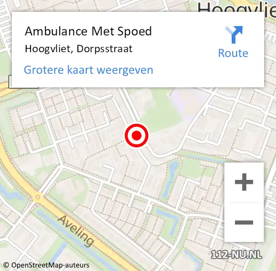 Locatie op kaart van de 112 melding: Ambulance Met Spoed Naar Hoogvliet, Dorpsstraat op 3 juli 2023 14:02