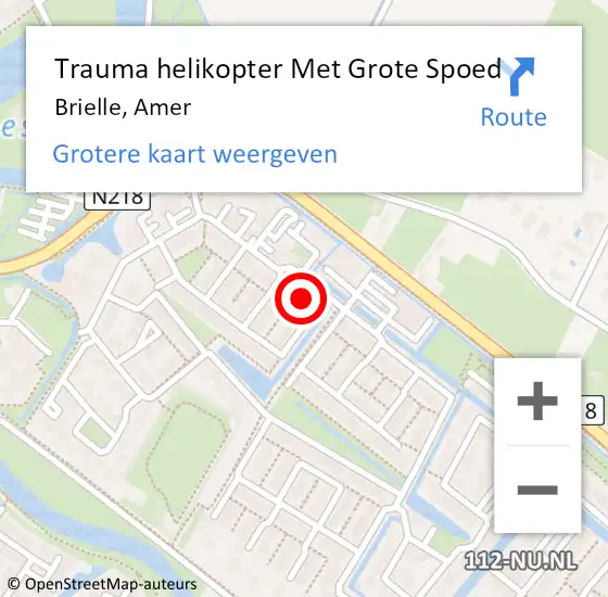 Locatie op kaart van de 112 melding: Trauma helikopter Met Grote Spoed Naar Brielle, Amer op 3 juli 2023 14:04