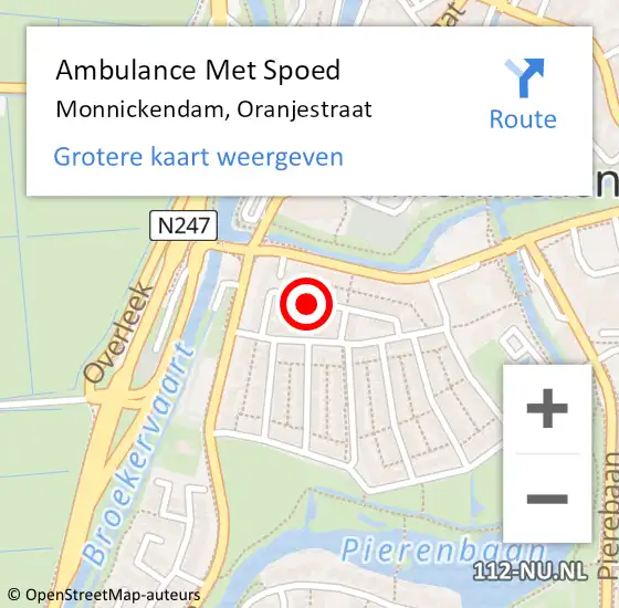 Locatie op kaart van de 112 melding: Ambulance Met Spoed Naar Monnickendam, Oranjestraat op 3 juli 2023 14:04