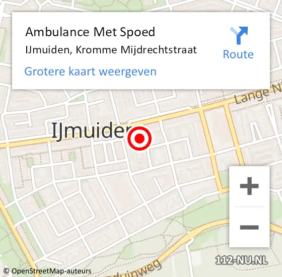 Locatie op kaart van de 112 melding: Ambulance Met Spoed Naar IJmuiden, Kromme Mijdrechtstraat op 3 juli 2023 14:21