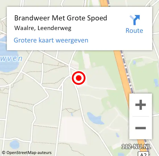 Locatie op kaart van de 112 melding: Brandweer Met Grote Spoed Naar Waalre, Leenderweg op 3 juli 2023 14:31