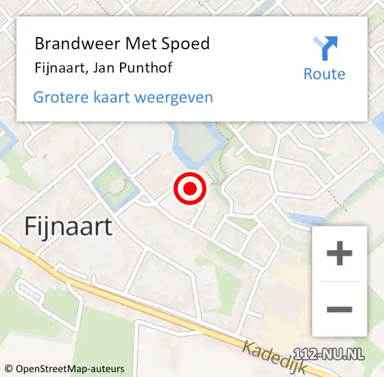 Locatie op kaart van de 112 melding: Brandweer Met Spoed Naar Fijnaart, Jan Punthof op 3 juli 2023 14:54