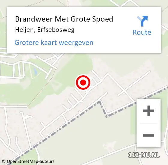 Locatie op kaart van de 112 melding: Brandweer Met Grote Spoed Naar Heijen, Erfsebosweg op 3 juli 2023 15:13