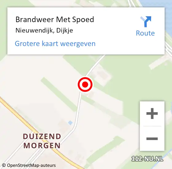 Locatie op kaart van de 112 melding: Brandweer Met Spoed Naar Nieuwendijk, Dijkje op 3 juli 2023 15:17