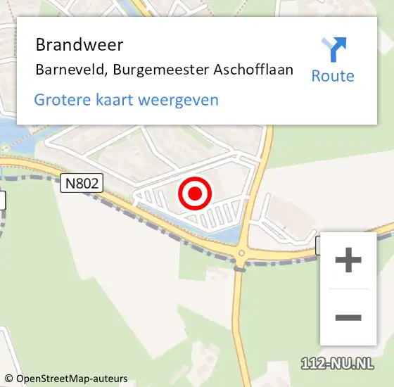 Locatie op kaart van de 112 melding: Brandweer Barneveld, Burgemeester Aschofflaan op 3 juli 2023 15:43