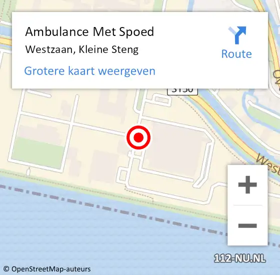 Locatie op kaart van de 112 melding: Ambulance Met Spoed Naar Westzaan, Kleine Steng op 3 juli 2023 15:51