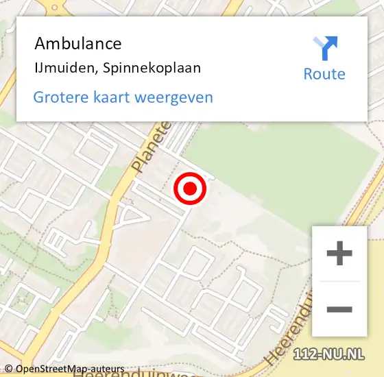 Locatie op kaart van de 112 melding: Ambulance IJmuiden, Spinnekoplaan op 3 juli 2023 16:15