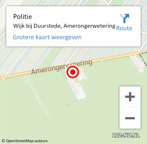 Locatie op kaart van de 112 melding: Politie Wijk bij Duurstede, Amerongerwetering op 3 juli 2023 16:40