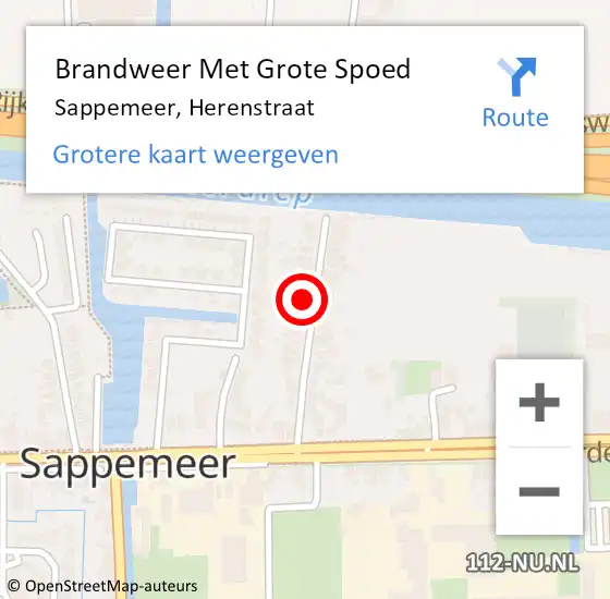 Locatie op kaart van de 112 melding: Brandweer Met Grote Spoed Naar Sappemeer, Herenstraat op 3 juli 2023 16:56