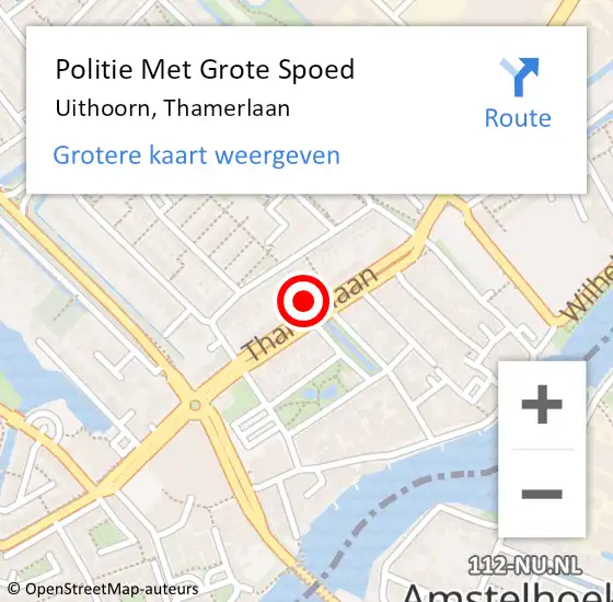 Locatie op kaart van de 112 melding: Politie Met Grote Spoed Naar Uithoorn, Thamerlaan op 3 juli 2023 17:00