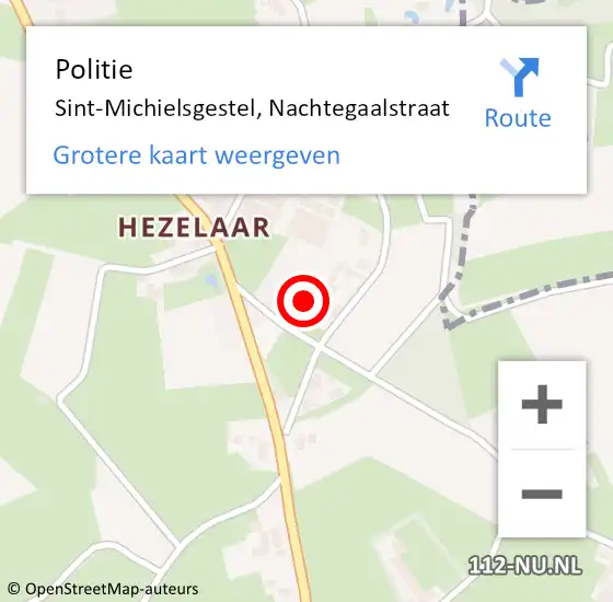 Locatie op kaart van de 112 melding: Politie Sint-Michielsgestel, Nachtegaalstraat op 3 juli 2023 17:14