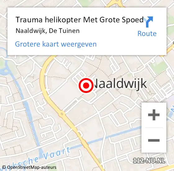 Locatie op kaart van de 112 melding: Trauma helikopter Met Grote Spoed Naar Naaldwijk, De Tuinen op 3 juli 2023 17:22