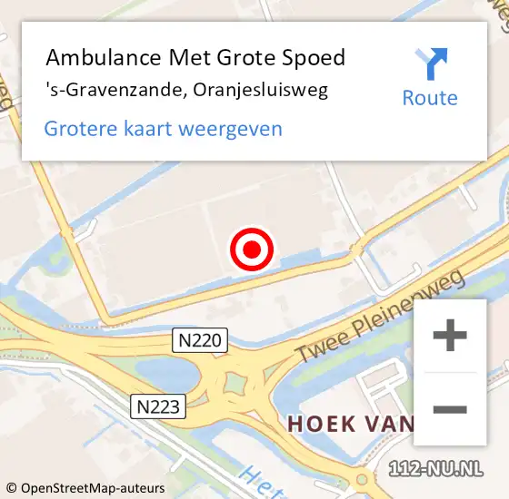 Locatie op kaart van de 112 melding: Ambulance Met Grote Spoed Naar 's-Gravenzande, Oranjesluisweg op 3 juli 2023 17:25