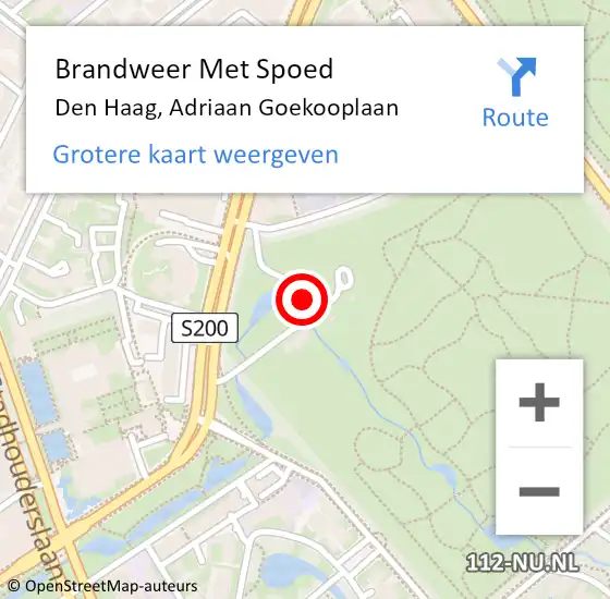 Locatie op kaart van de 112 melding: Brandweer Met Spoed Naar Den Haag, Adriaan Goekooplaan op 3 juli 2023 17:36