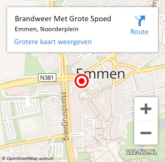 Locatie op kaart van de 112 melding: Brandweer Met Grote Spoed Naar Emmen, Noorderplein op 3 juli 2023 17:51