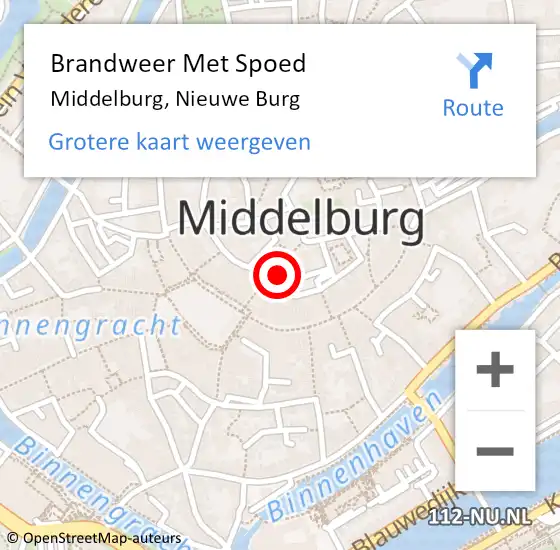 Locatie op kaart van de 112 melding: Brandweer Met Spoed Naar Middelburg, Nieuwe Burg op 3 juli 2023 18:30