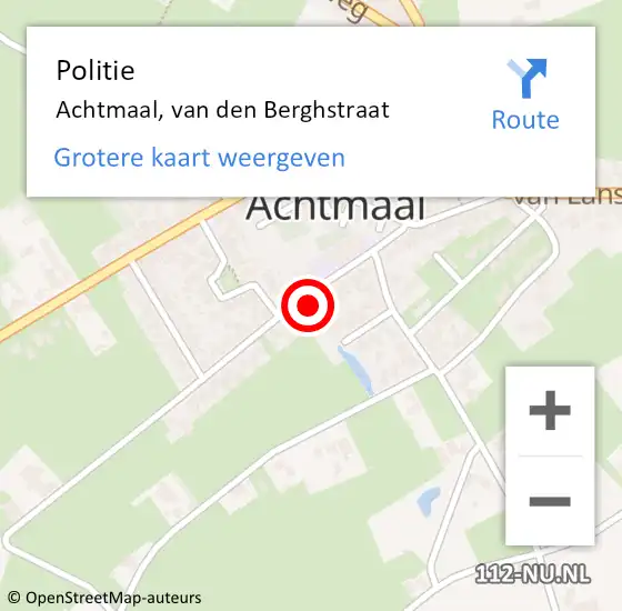 Locatie op kaart van de 112 melding: Politie Achtmaal, van den Berghstraat op 3 juli 2023 18:35