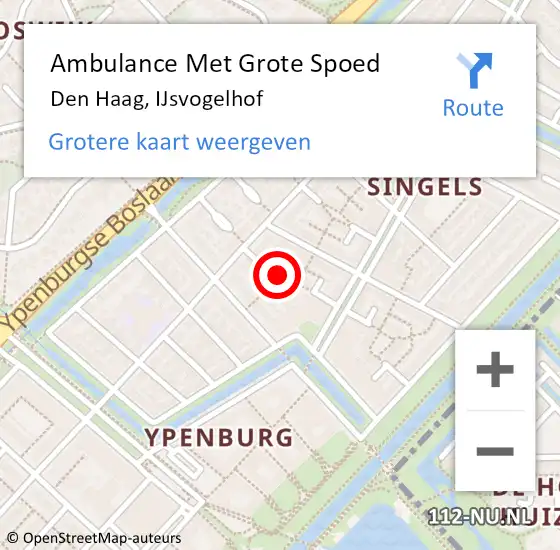 Locatie op kaart van de 112 melding: Ambulance Met Grote Spoed Naar Den Haag, IJsvogelhof op 31 augustus 2014 10:40