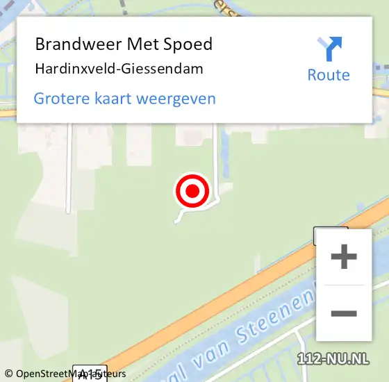 Locatie op kaart van de 112 melding: Brandweer Met Spoed Naar Hardinxveld-Giessendam op 3 juli 2023 19:03