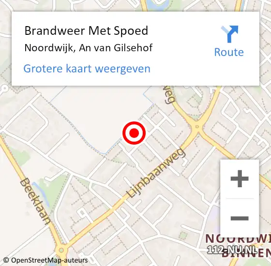 Locatie op kaart van de 112 melding: Brandweer Met Spoed Naar Noordwijk, An van Gilsehof op 3 juli 2023 19:11