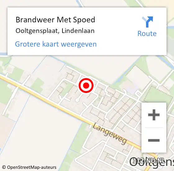 Locatie op kaart van de 112 melding: Brandweer Met Spoed Naar Ooltgensplaat, Lindenlaan op 3 juli 2023 19:16