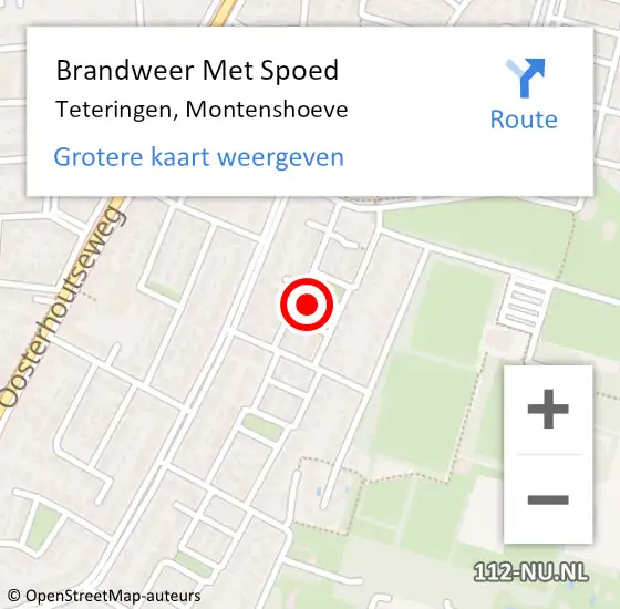 Locatie op kaart van de 112 melding: Brandweer Met Spoed Naar Teteringen, Montenshoeve op 3 juli 2023 19:17