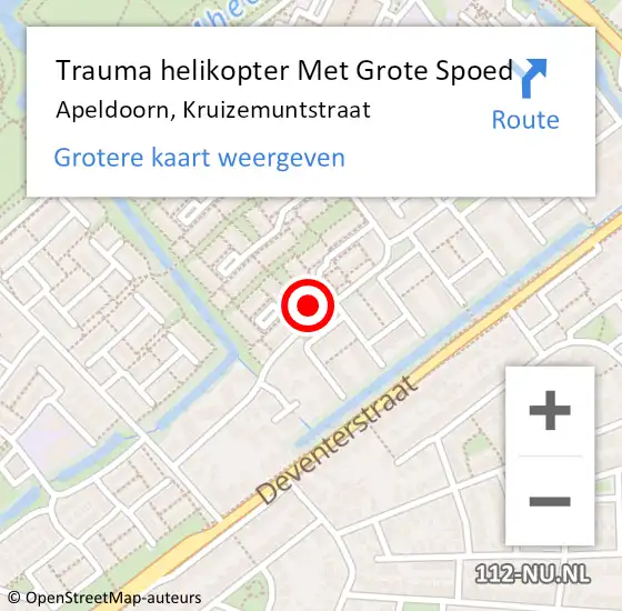 Locatie op kaart van de 112 melding: Trauma helikopter Met Grote Spoed Naar Apeldoorn, Kruizemuntstraat op 3 juli 2023 19:21