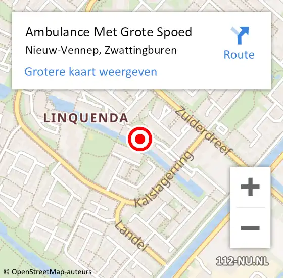 Locatie op kaart van de 112 melding: Ambulance Met Grote Spoed Naar Nieuw-Vennep, Zwattingburen op 3 juli 2023 19:42