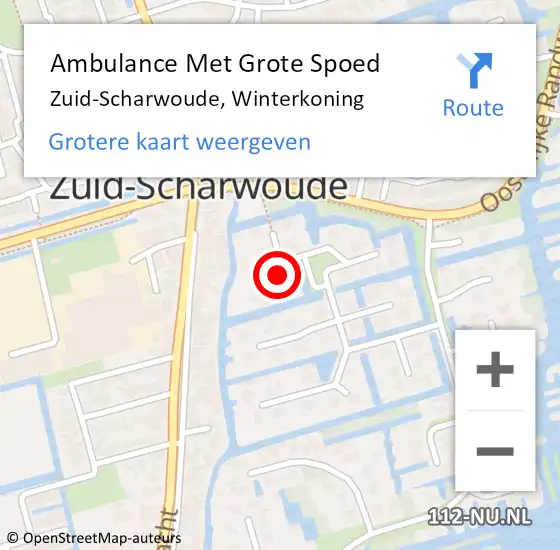 Locatie op kaart van de 112 melding: Ambulance Met Grote Spoed Naar Zuid-Scharwoude, Winterkoning op 3 juli 2023 20:01