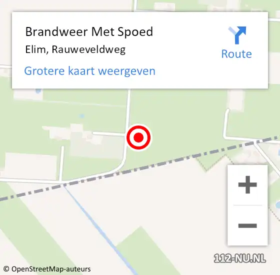 Locatie op kaart van de 112 melding: Brandweer Met Spoed Naar Elim, Rauweveldweg op 3 juli 2023 20:11