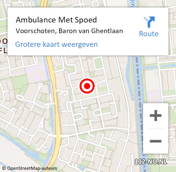 Locatie op kaart van de 112 melding: Ambulance Met Spoed Naar Voorschoten, Baron van Ghentlaan op 3 juli 2023 20:25