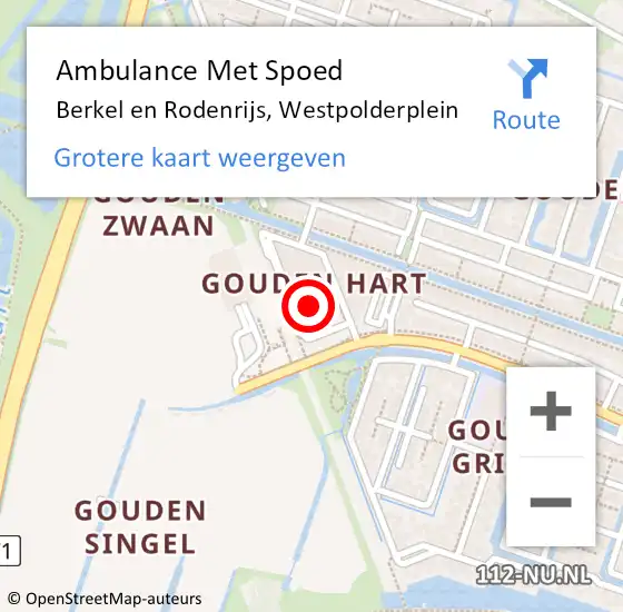 Locatie op kaart van de 112 melding: Ambulance Met Spoed Naar Berkel en Rodenrijs, Westpolderplein op 3 juli 2023 20:43