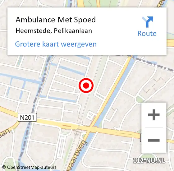 Locatie op kaart van de 112 melding: Ambulance Met Spoed Naar Heemstede, Pelikaanlaan op 3 juli 2023 21:17