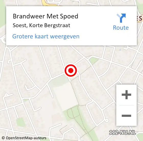 Locatie op kaart van de 112 melding: Brandweer Met Spoed Naar Soest, Korte Bergstraat op 3 juli 2023 21:17