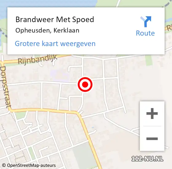 Locatie op kaart van de 112 melding: Brandweer Met Spoed Naar Opheusden, Kerklaan op 3 juli 2023 21:19