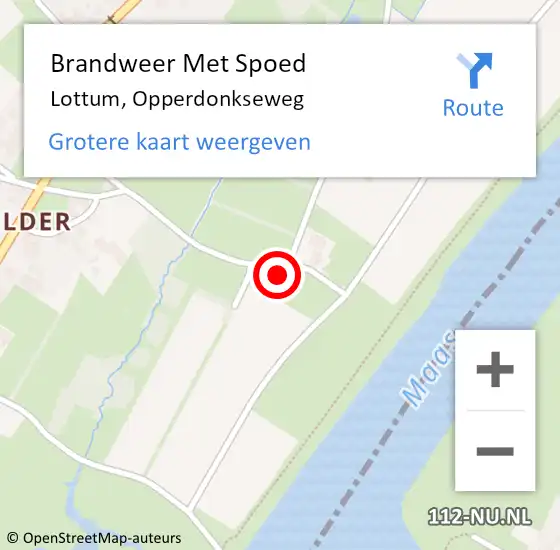 Locatie op kaart van de 112 melding: Brandweer Met Spoed Naar Lottum, Opperdonkseweg op 3 juli 2023 21:21