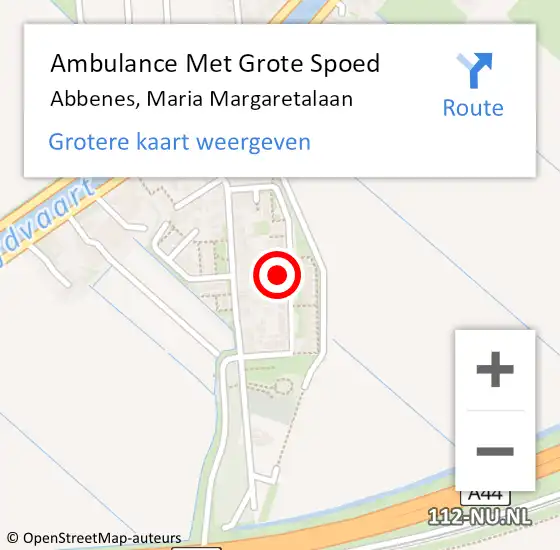 Locatie op kaart van de 112 melding: Ambulance Met Grote Spoed Naar Abbenes, Maria Margaretalaan op 3 juli 2023 21:27