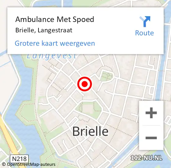 Locatie op kaart van de 112 melding: Ambulance Met Spoed Naar Brielle, Langestraat op 3 juli 2023 21:44