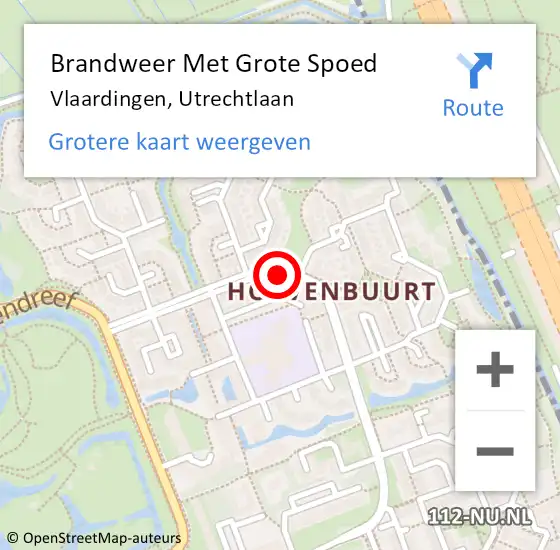 Locatie op kaart van de 112 melding: Brandweer Met Grote Spoed Naar Vlaardingen, Utrechtlaan op 3 juli 2023 22:03