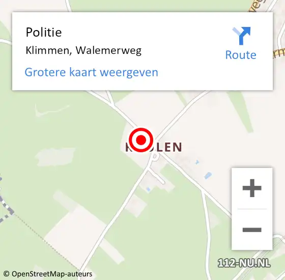 Locatie op kaart van de 112 melding: Politie Klimmen, Walemerweg op 3 juli 2023 23:07