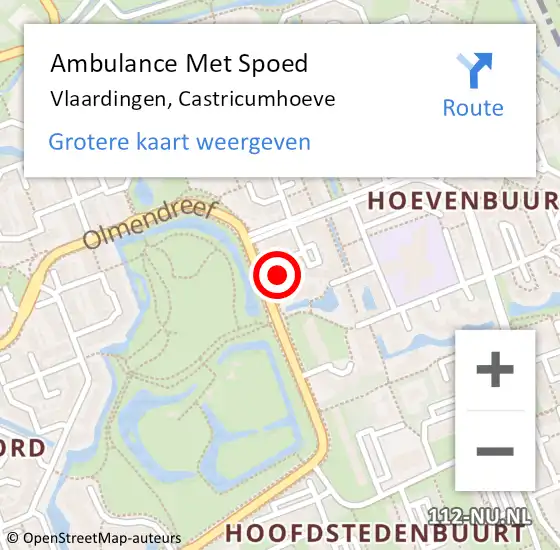 Locatie op kaart van de 112 melding: Ambulance Met Spoed Naar Vlaardingen, Castricumhoeve op 3 juli 2023 23:35