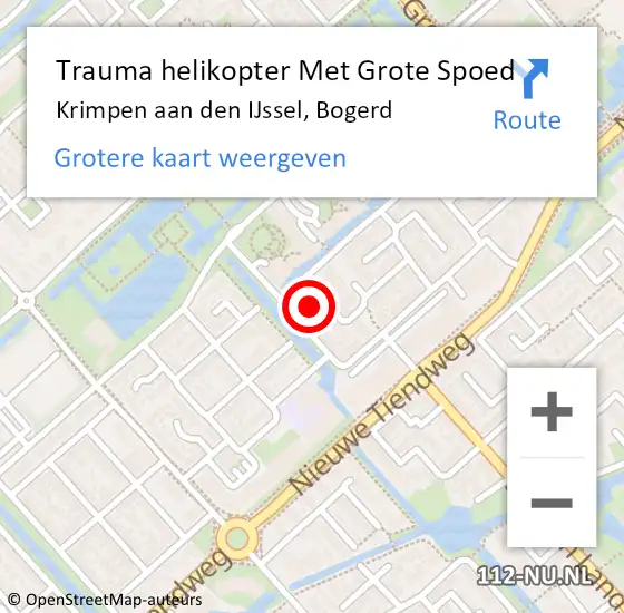Locatie op kaart van de 112 melding: Trauma helikopter Met Grote Spoed Naar Krimpen aan den IJssel, Bogerd op 4 juli 2023 00:23