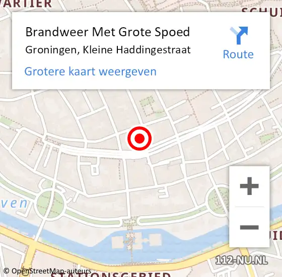 Locatie op kaart van de 112 melding: Brandweer Met Grote Spoed Naar Groningen, Kleine Haddingestraat op 4 juli 2023 00:31