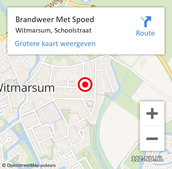 Locatie op kaart van de 112 melding: Brandweer Met Spoed Naar Witmarsum, Schoolstraat op 4 juli 2023 01:04