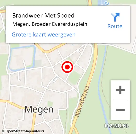 Locatie op kaart van de 112 melding: Brandweer Met Spoed Naar Megen, Broeder Everardusplein op 4 juli 2023 01:27