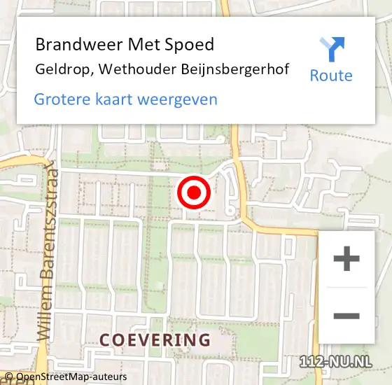 Locatie op kaart van de 112 melding: Brandweer Met Spoed Naar Geldrop, Wethouder Beijnsbergerhof op 4 juli 2023 02:52